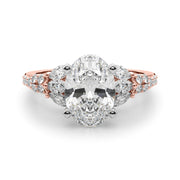 Noble Sidestone Round Diamond Engagement Ring in 10K/14K gold and platinum with certified lab-grown or natural diamonds