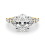 Noble Sidestone Round Diamond Engagement Ring in 10K/14K gold and platinum with certified lab-grown or natural diamonds