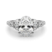 Noble Sidestone Round Diamond Engagement Ring in 10K/14K gold and platinum with certified lab-grown or natural diamonds