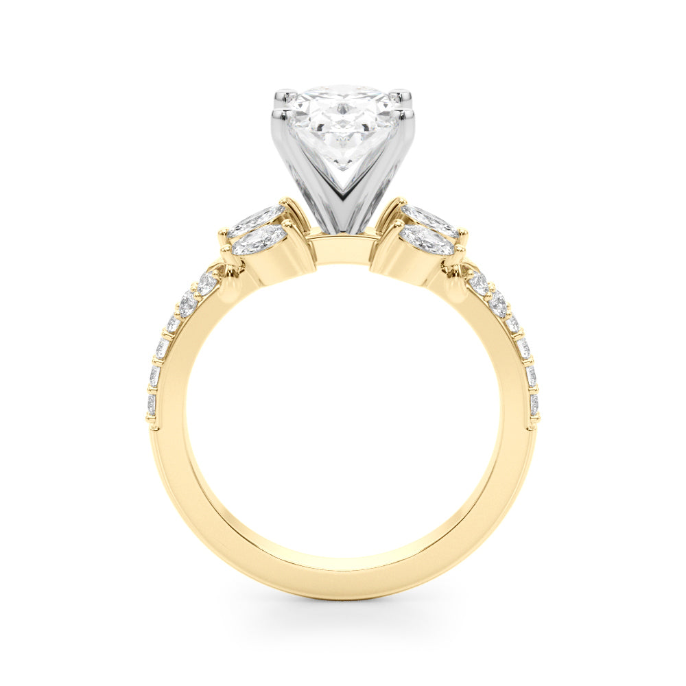 Noble Sidestone Round Diamond Engagement Ring in 10K/14K gold and platinum with certified lab-grown or natural diamonds