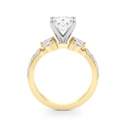 Noble Sidestone Round Diamond Engagement Ring in 10K/14K gold and platinum with certified lab-grown or natural diamonds