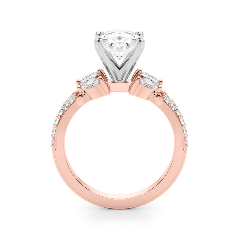 Noble Sidestone Round Diamond Engagement Ring in 10K/14K gold and platinum with certified lab-grown or natural diamonds