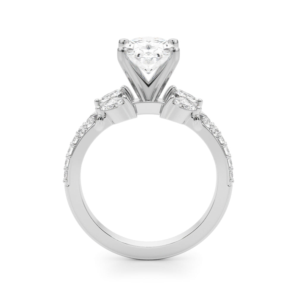 Noble Sidestone Round Diamond Engagement Ring in 10K/14K gold and platinum with certified lab-grown or natural diamonds
