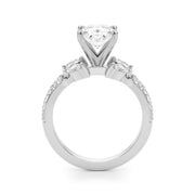 Noble Sidestone Round Diamond Engagement Ring in 10K/14K gold and platinum with certified lab-grown or natural diamonds