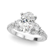 Noble Sidestone Round Diamond Engagement Ring in 10K/14K gold and platinum with certified lab-grown or natural diamonds