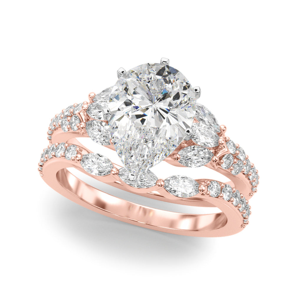 Noble Sidestone Round Diamond Engagement Ring in 10K/14K gold and platinum with certified lab-grown or natural diamonds