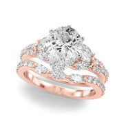 Noble Sidestone Round Diamond Engagement Ring in 10K/14K gold and platinum with certified lab-grown or natural diamonds