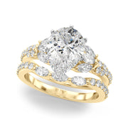 Noble Sidestone Round Diamond Engagement Ring in 10K/14K gold and platinum with certified lab-grown or natural diamonds