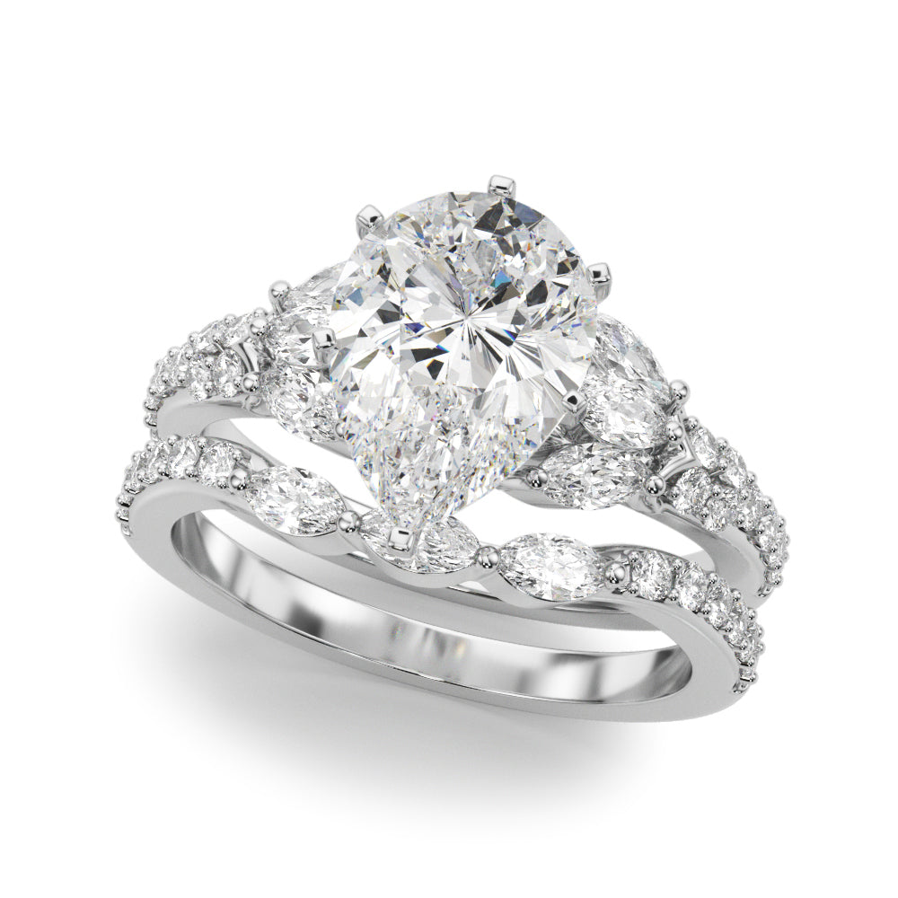 Noble Sidestone Round Diamond Engagement Ring in 10K/14K gold and platinum with certified lab-grown or natural diamonds