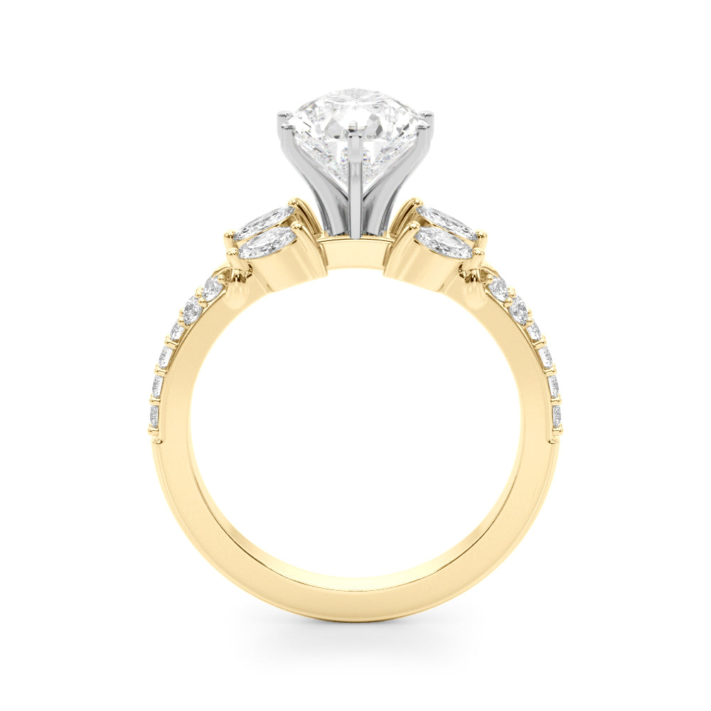 Noble Sidestone Round Diamond Engagement Ring in 10K/14K gold and platinum with certified lab-grown or natural diamonds