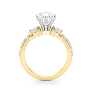 Noble Sidestone Round Diamond Engagement Ring in 10K/14K gold and platinum with certified lab-grown or natural diamonds