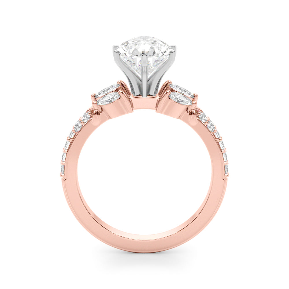 Noble Sidestone Round Diamond Engagement Ring in 10K/14K gold and platinum with certified lab-grown or natural diamonds