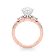 Noble Sidestone Round Diamond Engagement Ring in 10K/14K gold and platinum with certified lab-grown or natural diamonds