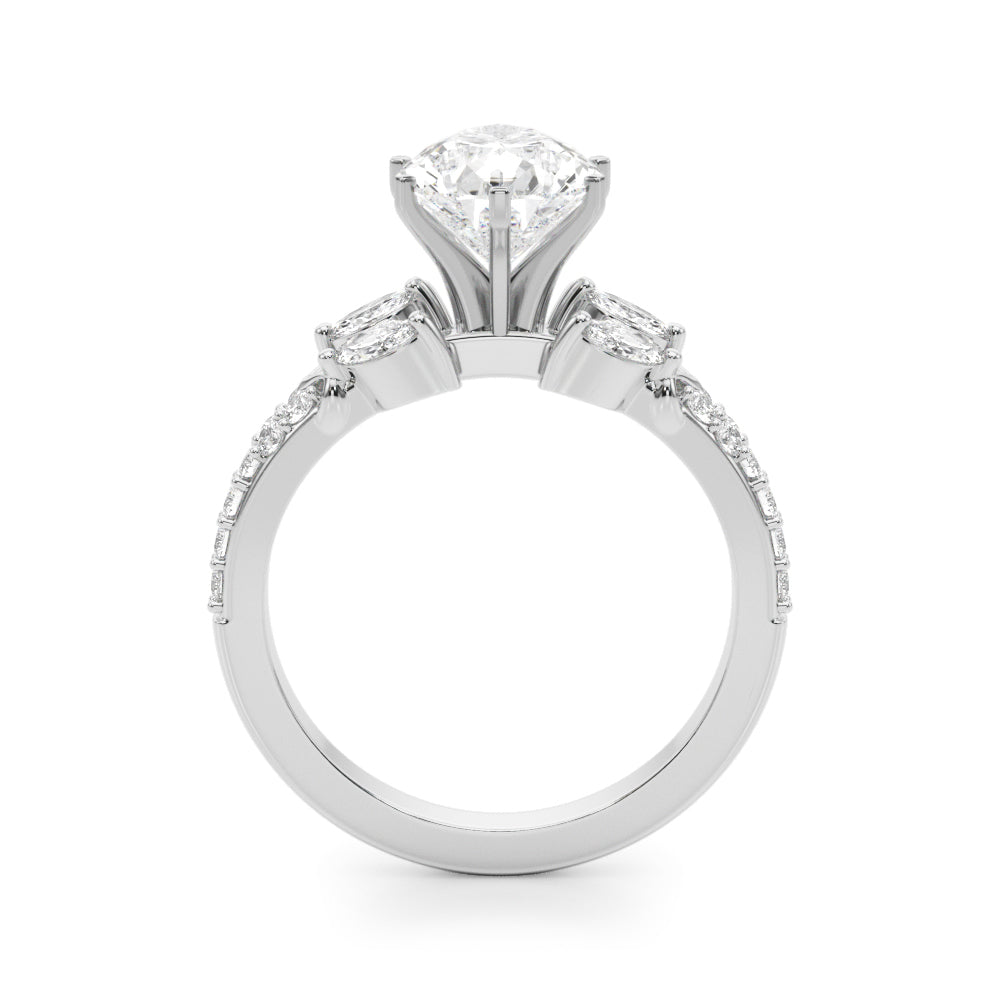 Noble Sidestone Round Diamond Engagement Ring in 10K/14K gold and platinum with certified lab-grown or natural diamonds