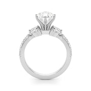 Noble Sidestone Round Diamond Engagement Ring in 10K/14K gold and platinum with certified lab-grown or natural diamonds