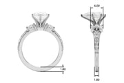 Noble Sidestone Round Diamond Engagement Ring in 10K/14K gold and platinum with certified lab-grown or natural diamonds