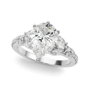 Noble Sidestone Round Diamond Engagement Ring in 10K/14K gold and platinum with certified lab-grown or natural diamonds