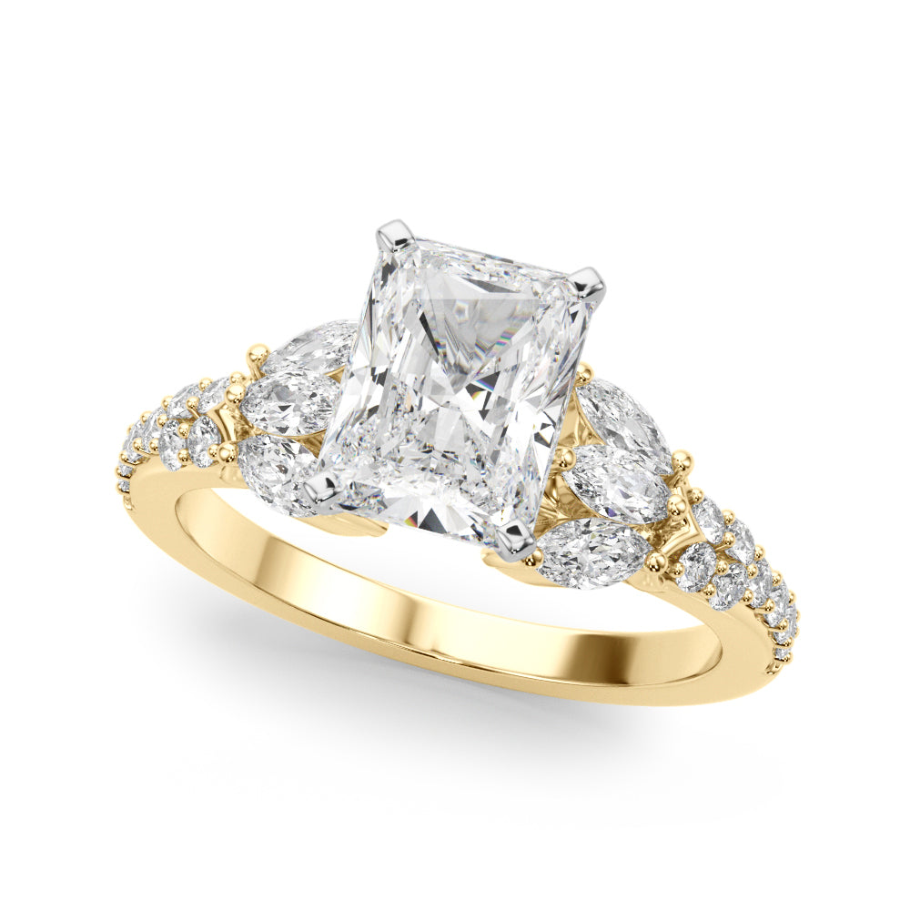 Noble Sidestone Round Diamond Engagement Ring in 10K/14K gold and platinum with certified lab-grown or natural diamonds