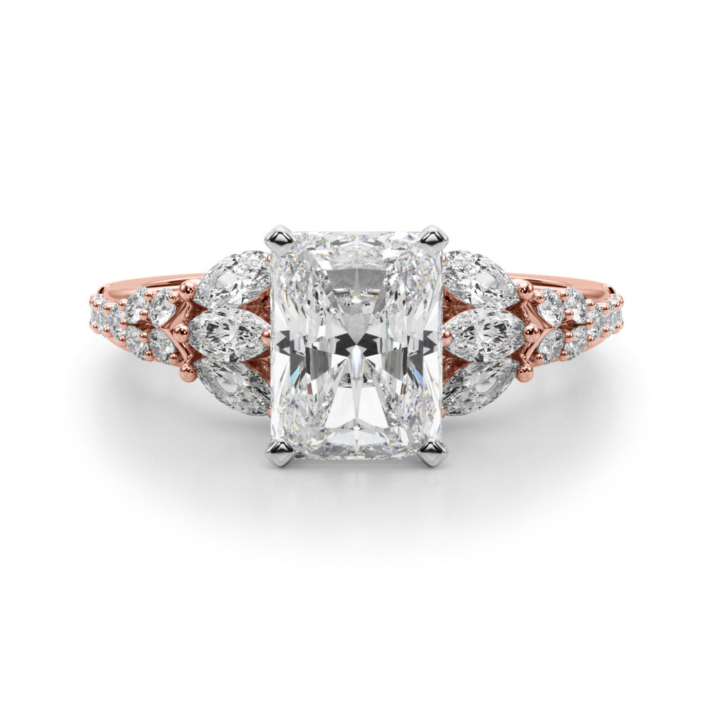 Noble Sidestone Round Diamond Engagement Ring in 10K/14K gold and platinum with certified lab-grown or natural diamonds
