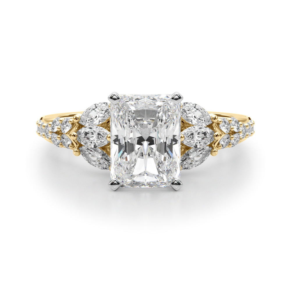 Noble Sidestone Round Diamond Engagement Ring in 10K/14K gold and platinum with certified lab-grown or natural diamonds