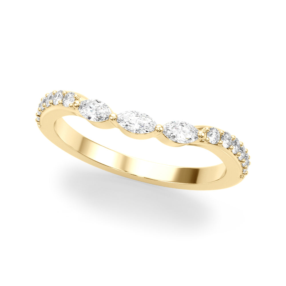 Refined Half Round Diamond Gold Look Half Eternity Ring in 10K/14K gold and platinum with certified lab-grown or natural diamonds