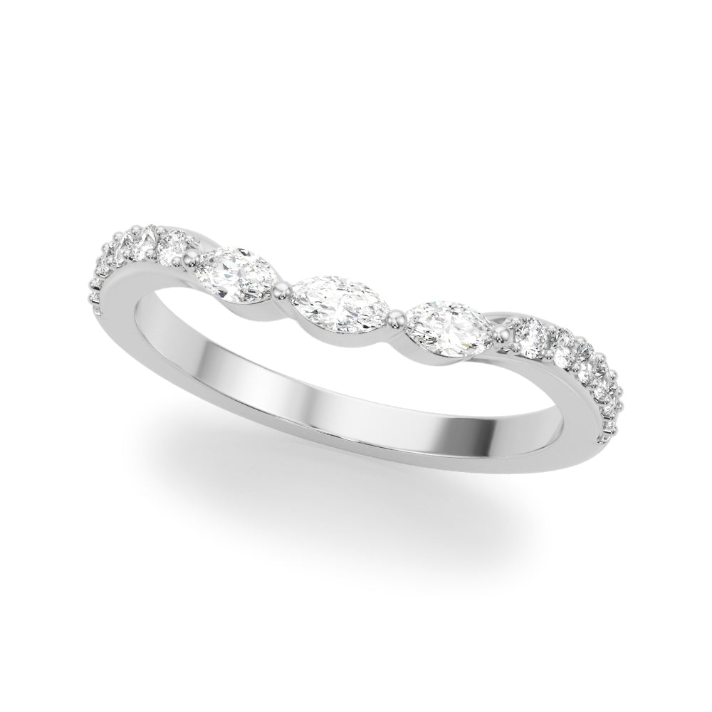 Refined Half Round Diamond Gold Look Half Eternity Ring in Gold & Platinum