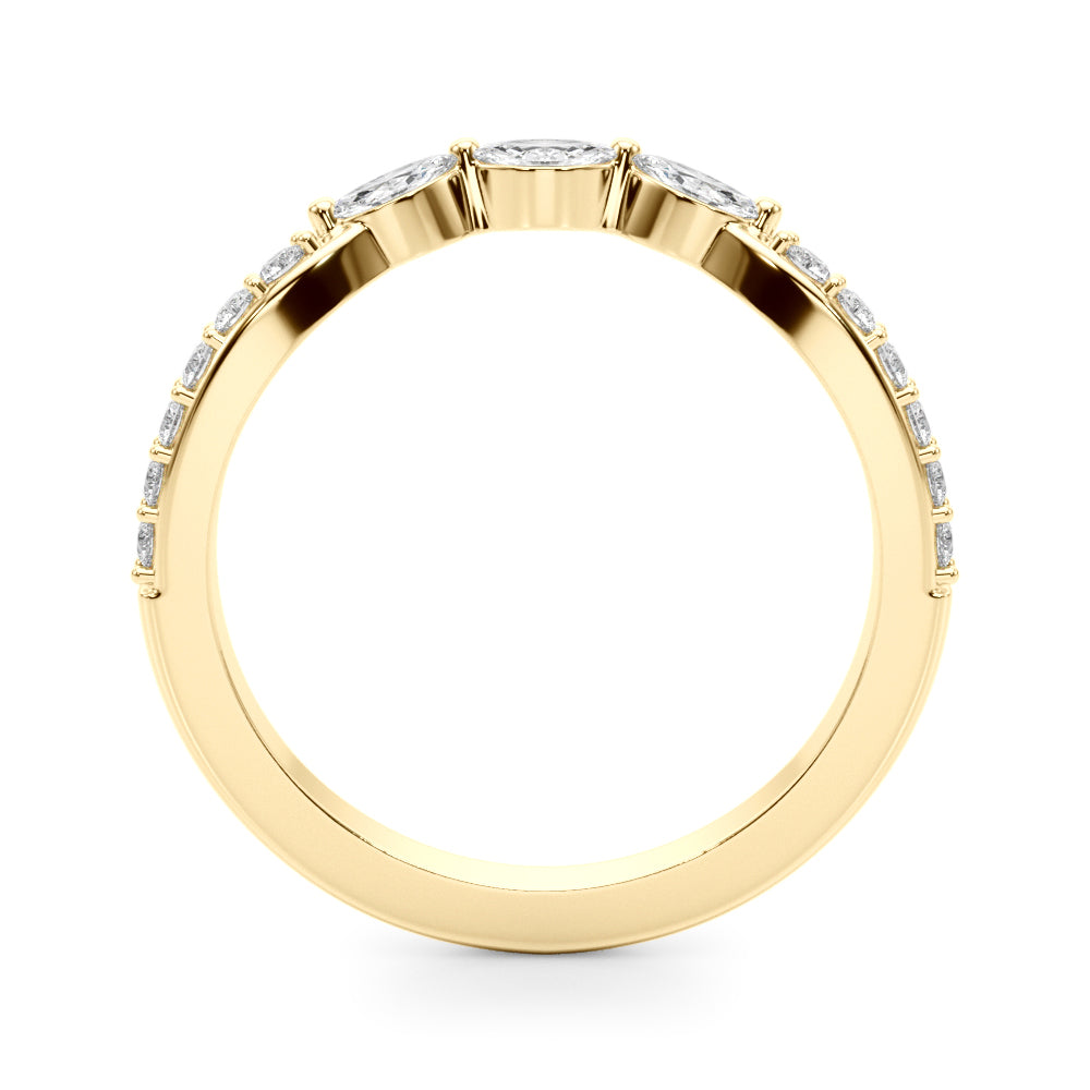 Refined Half Round Diamond Gold Look Half Eternity Ring in Gold & Platinum