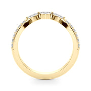 Refined Half Round Diamond Gold Look Half Eternity Ring in Gold & Platinum