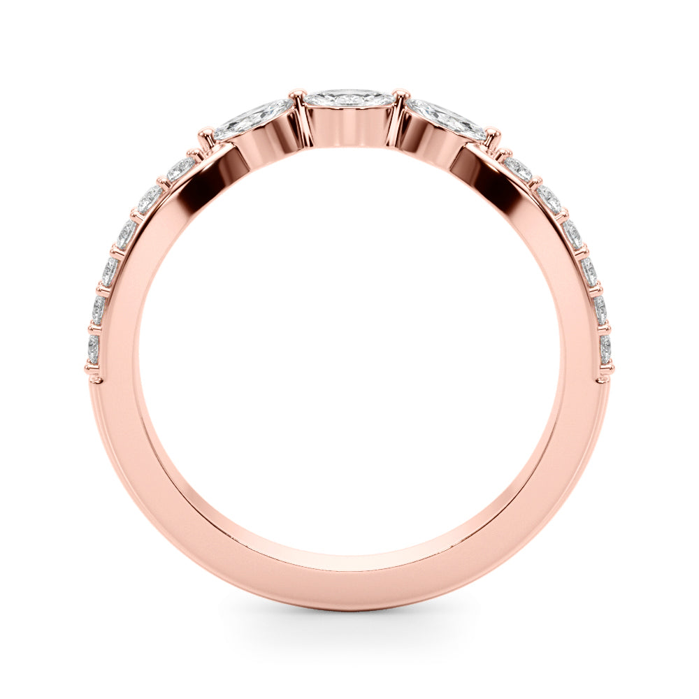 Refined Half Round Diamond Gold Look Half Eternity Ring in Gold & Platinum