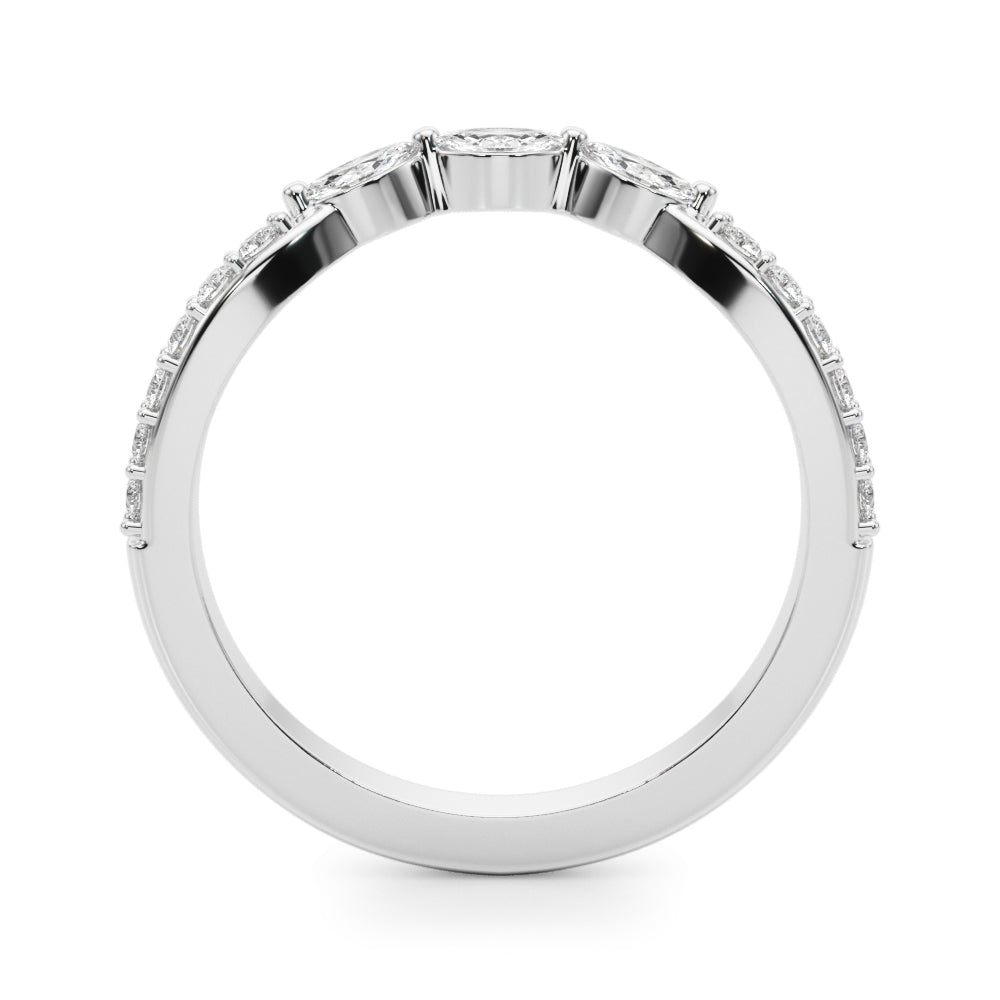 Refined Half Round Diamond Gold Look Half Eternity Ring in Gold & Platinum