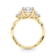 Regal Three-Stone Ring With Twisted Shank Round Diamond Engagement Ring â€” 10K/14K Gold & Platinum