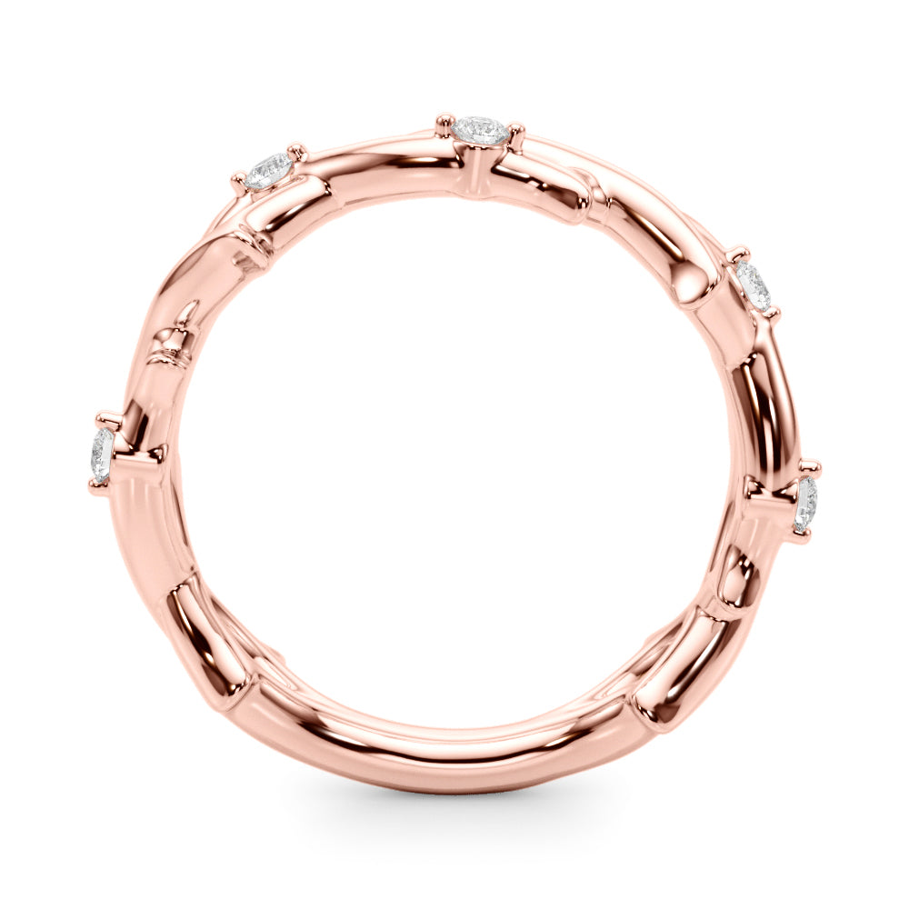 Half Round Diamond Gold Smooth Set Half Eternity Ring in Gold & Platinum