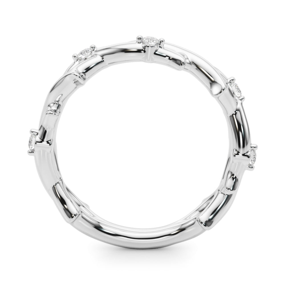 Half Round Diamond Gold Smooth Set Half Eternity Ring in Gold & Platinum