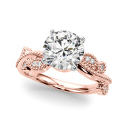Brilliant Sidestone Round Diamond Engagement Ring in 10K/14K gold and platinum with certified lab-grown or natural diamonds