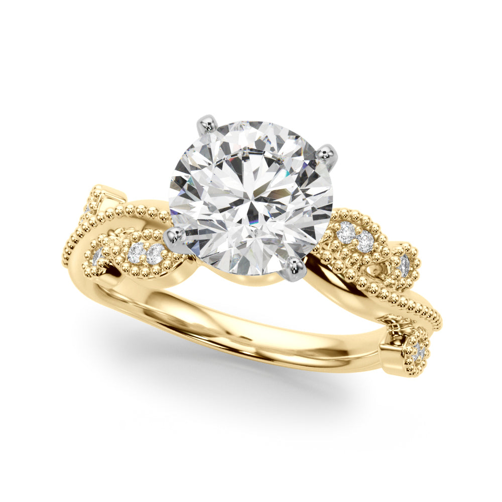 Brilliant Sidestone Round Diamond Engagement Ring in 10K/14K gold and platinum with certified lab-grown or natural diamonds