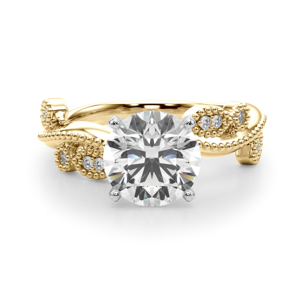 Brilliant Sidestone Round Diamond Engagement Ring in 10K/14K gold and platinum with certified lab-grown or natural diamonds