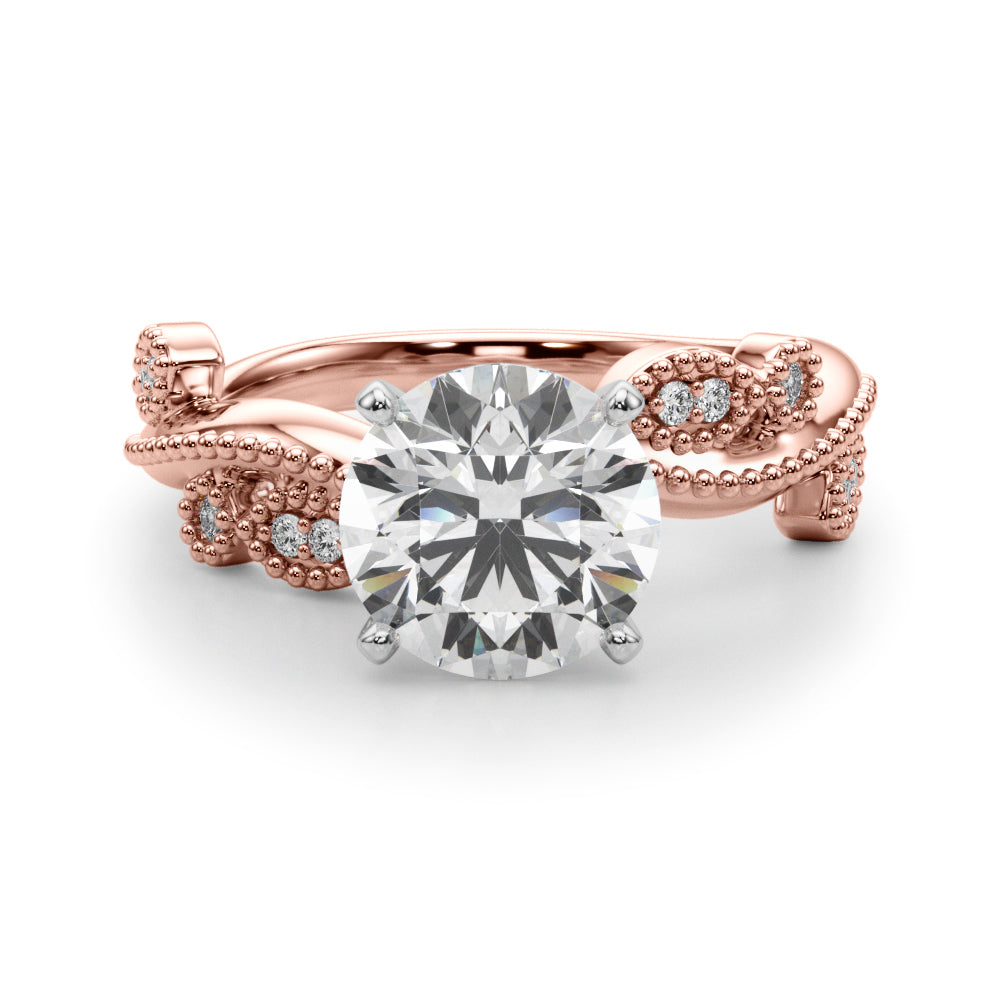 Brilliant Sidestone Round Diamond Engagement Ring in 10K/14K gold and platinum with certified lab-grown or natural diamonds