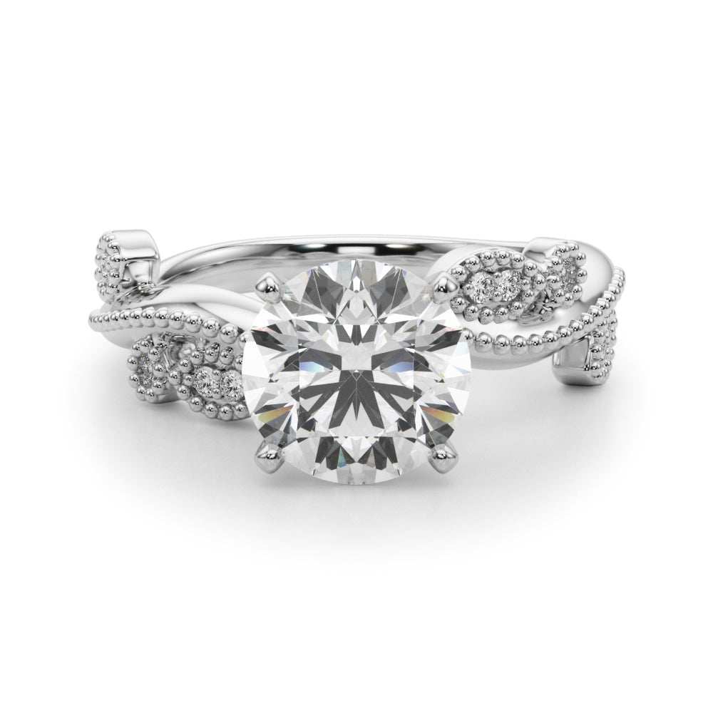 Brilliant Sidestone Round Diamond Engagement Ring in 10K/14K gold and platinum with certified lab-grown or natural diamonds