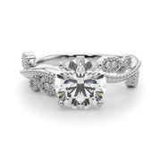 Brilliant Sidestone Round Diamond Engagement Ring in 10K/14K gold and platinum with certified lab-grown or natural diamonds