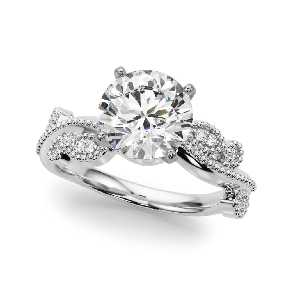 Brilliant Sidestone Round Diamond Engagement Ring in 10K/14K gold and platinum with certified lab-grown or natural diamonds
