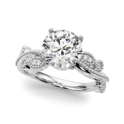 Brilliant Sidestone Round Diamond Engagement Ring in 10K/14K gold and platinum with certified lab-grown or natural diamonds