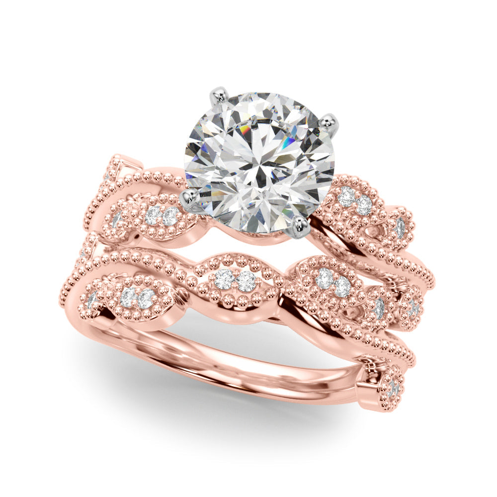 Brilliant Sidestone Round Diamond Engagement Ring in 10K/14K gold and platinum with certified lab-grown or natural diamonds