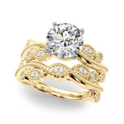 Brilliant Sidestone Round Diamond Engagement Ring in 10K/14K gold and platinum with certified lab-grown or natural diamonds