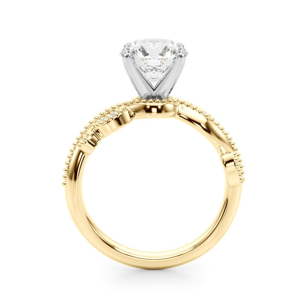 Brilliant Sidestone Round Diamond Engagement Ring in 10K/14K gold and platinum with certified lab-grown or natural diamonds