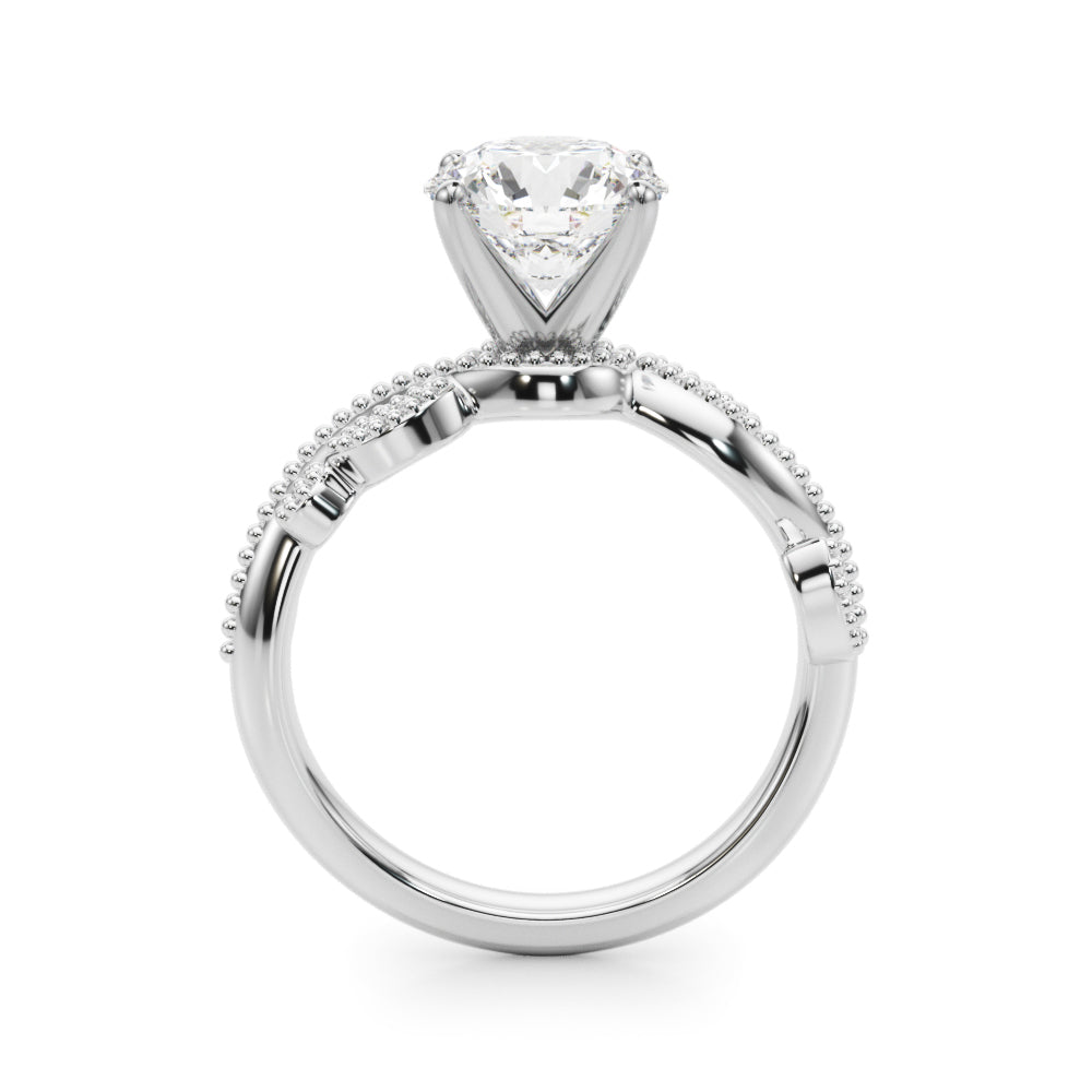 Brilliant Sidestone Round Diamond Engagement Ring in 10K/14K gold and platinum with certified lab-grown or natural diamonds