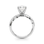 Brilliant Sidestone Round Diamond Engagement Ring in 10K/14K gold and platinum with certified lab-grown or natural diamonds