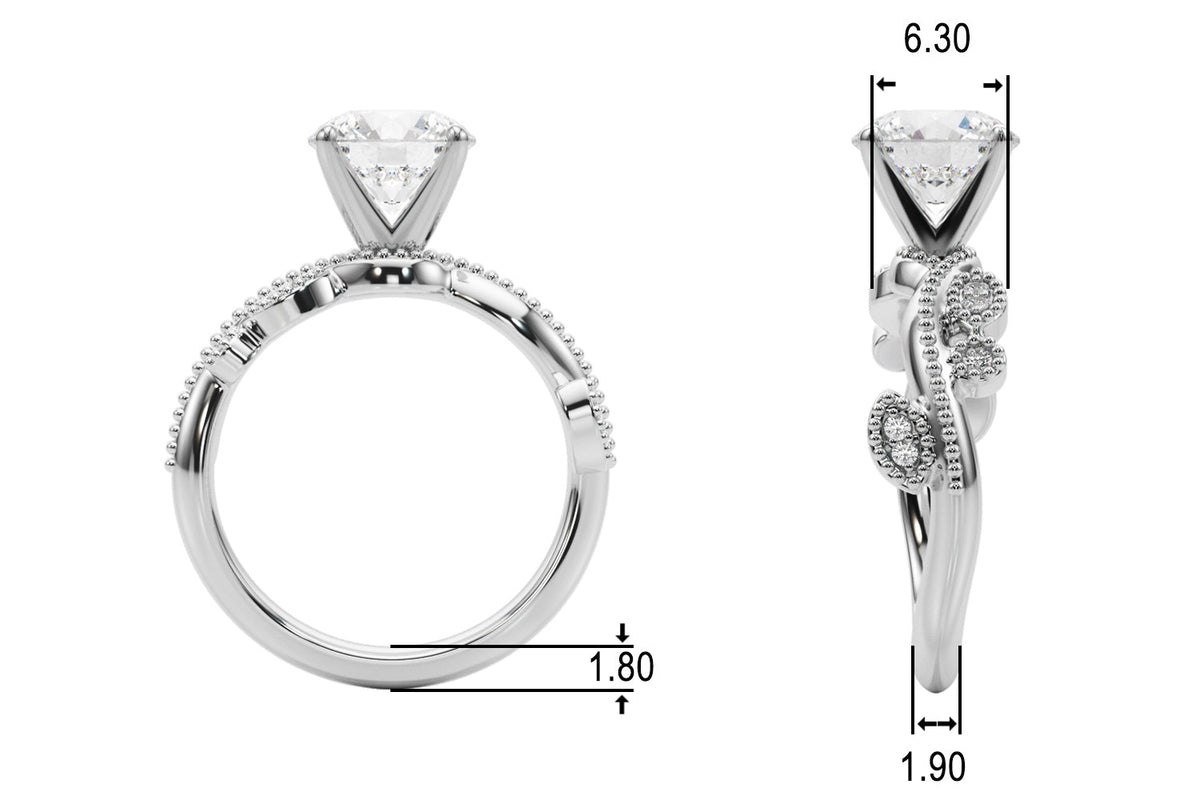 Brilliant Sidestone Round Diamond Engagement Ring in 10K/14K gold and platinum with certified lab-grown or natural diamonds