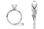 Brilliant Sidestone Round Diamond Engagement Ring in 10K/14K gold and platinum with certified lab-grown or natural diamonds