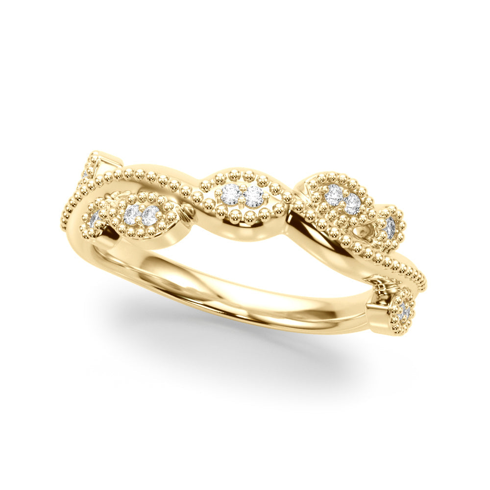 Twisting Milgrain Half Eternity Ring in 10K/14K gold and platinum with certified lab-grown or natural diamonds