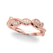 Twisting Milgrain Half Eternity Ring in Gold & Platinum